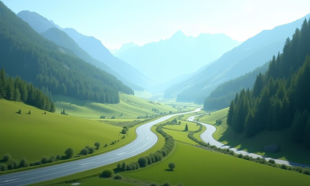 Swiss motorway cutting through alpine valley